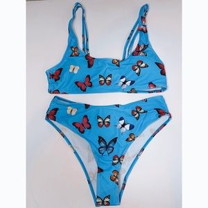 Blue Butterfly Print Bikini